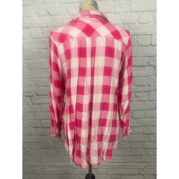 Khakis & Co Pink Plaid Button-Up Blouse - Women's 1X - Picture 5 of 7